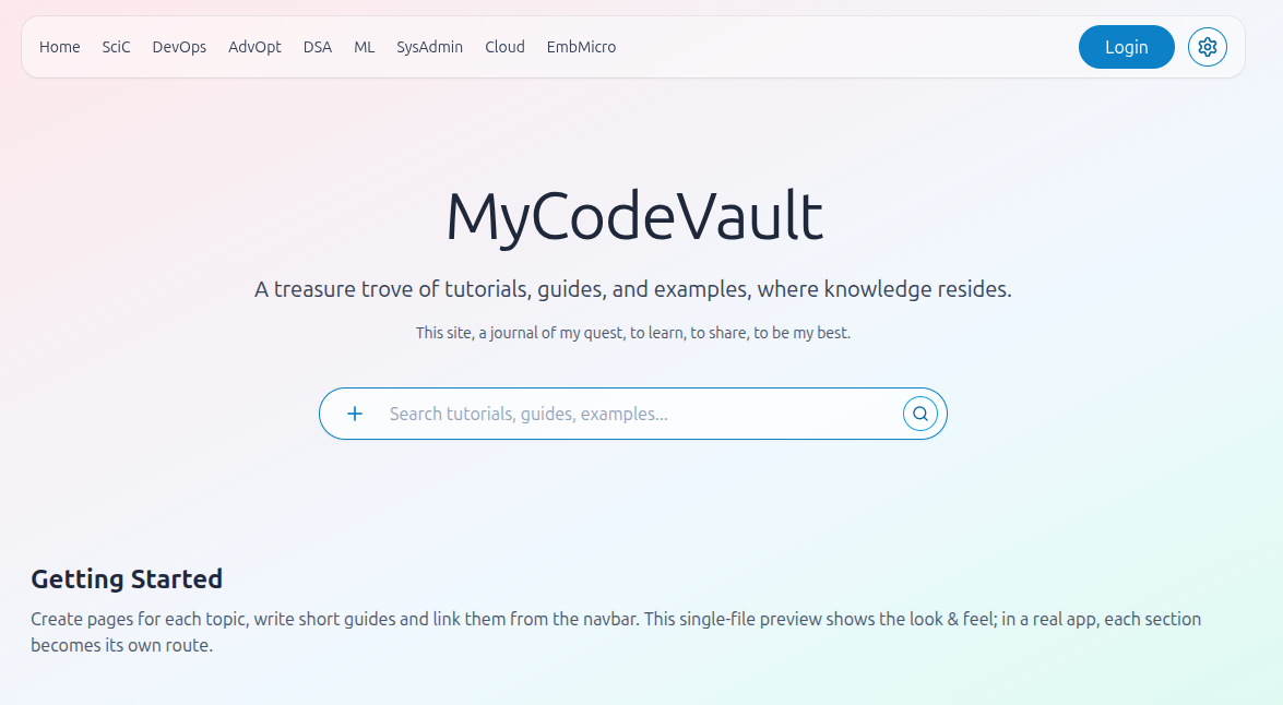 MyCodeVault Interface