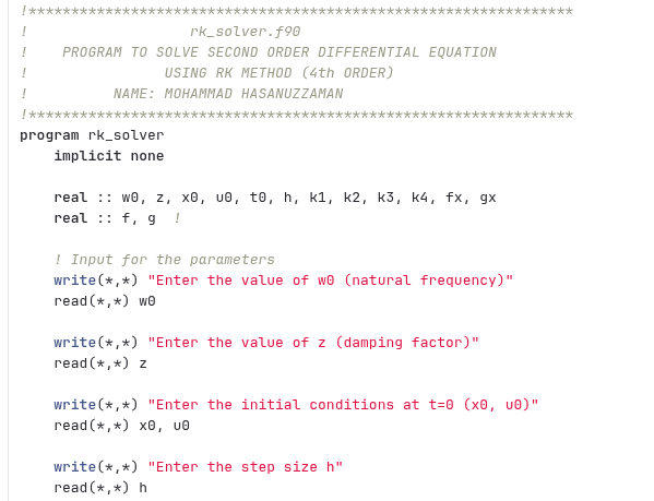Fortran RK Solver Code